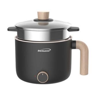 Brentwood Multi-Function Electric Hot Pot Cooker with Ceramic Non-Stick Ceramic Coating and Stainless-Steel Food Steamer in Black at Nordstrom