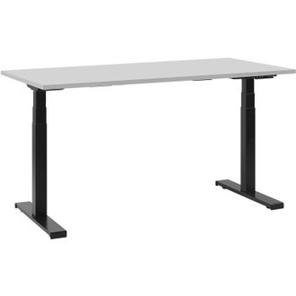 Beliani Beliani - Escritorio Ajustable El&eacute;ctricamente Tablero Gris Estructura De Acero Con Recubrimiento De Polvo Negro 130 X 72 Cm Moderno Destin Ii