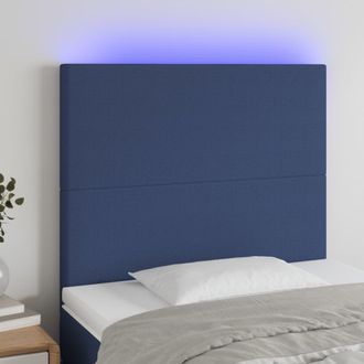 vidaXL Cabecero Con Luces Led Tela Azul 100x5x118/128 Cm Vidaxl