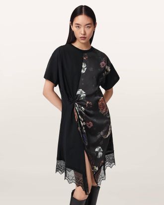 AllSaints Lana Lace Floral Mini Dress