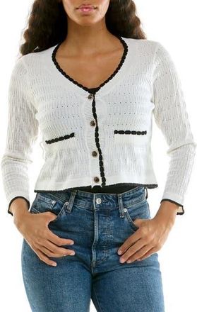 Nina Leonard Scalloped Bolero in White/Black at Nordstrom Rack, Size X-Large