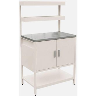 Sweeek Cocina Exterior De Acero Con 2 Estanter&iacute;as Colgantes Y 2 Puertas, L80cm