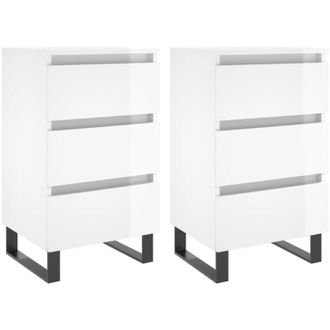 vidaXL Vidaxl - Bedside Cabinets 2 pcs High Gloss White 40x35x69 cm Engineered Wood