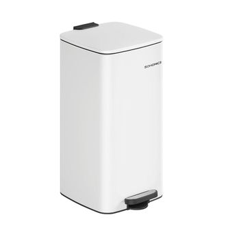 Songmics Cubo de basura de cocina de 30 l de acero de color blanco