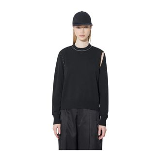 Maison Margiela Truien & Vesten, Dames, Zwart, S, Round-neck Truien