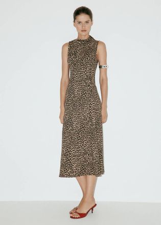 Mango Vestito texture dettagli increspati marrone - Donna - XXS - MANGO