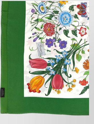 Gucci silk floral print logo foulard