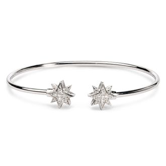 House of Brilliance 925 Sterling Silver Diamond Accent Star Flexy Open Bangle Bracelet