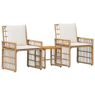 vidaXL Juego De Muebles De Exterior 3 Uds. Natural Y Crema Vidaxl