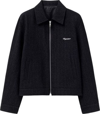 Wooyoungmi Tweed Zip-Up Jacket - Heren - Bomber jackets - Zwart - L - Tweed - Jassen