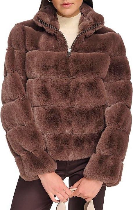 Calvin klein faux fur short jacket discount