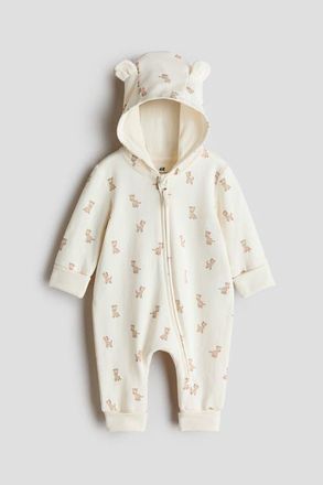 H&M Printed Velour Romper Suit in White/giraffes at Nordstrom, Size Newborn