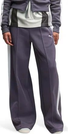 Puma T7 Wide Leg Track Pants in Inky Depths/creme De Mint at Nordstrom, Size X-Small
