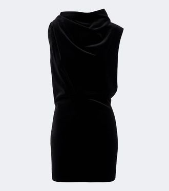 Khaite Astor draped cotton velvet minidress