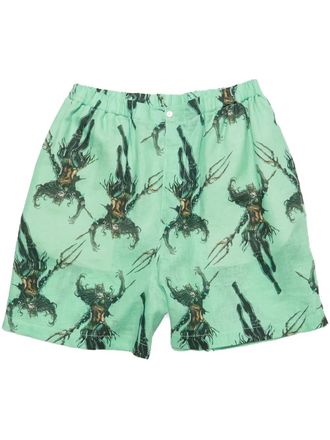 Acne Studios Shorts met grafische print - Groen