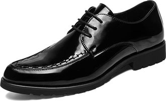 Generic Oxford Dress Shoes for Men Lace Up Apron Toe Derby Shoes Round Toe Vegan Leather Rubber Sole Slip Resistant Anti-Slip Non Slip Classic(8.5 UK) Black