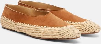 Gabriela Hearst Strength crochet raffia-trimmed suede flats