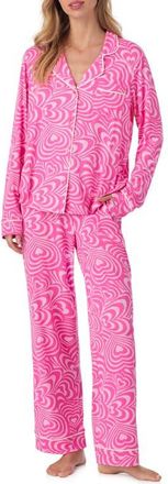 Room Service PJs Piped Jersey Pajamas in Pink/Heart at Nordstrom, Size X-Large