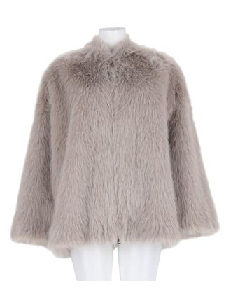 Leon & LouLou Paris Beige Plush Wide-Sleeve Faux Fur Jacket