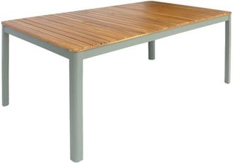 Sweeek 8-seater acacia wooden garden table with rounded corners, Senora, Khaki Green, 160x90x75 cm