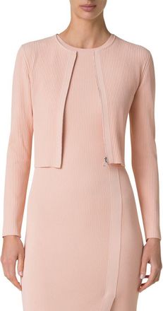 Akris Rib Zip Cardigan in Peach at Nordstrom, Size 10