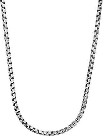 Tresorra Sterling Silver Gunmetal Round Box Chain Necklace - 5mm