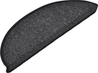 vidaXL Stair Mats 15 pcs 56x17x3 cm Anthracite Half Round vidaXL