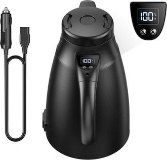 No Brand Hervidor El&eacute;ctrico Para Coche De 12v/24v Con 240w, Pantalla Digital Y Doble Pared - Hervidor De Viaje De Acero Inoxidable 304 Con Calentamiento R&aacute;pido