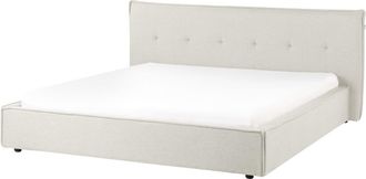 Beliani Cama matrimonial de tejido blanco 180x200