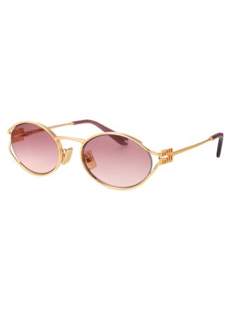 Miu Miu 0MU Oval Metal Frame Sunglasses - Gold