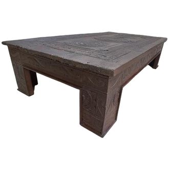 Wanderlust Deco Mesa De Centro De Madera Acabado Artesanal Marr&oacute;n 149x82x37h Cm