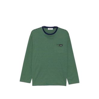 Miu Miu Striped-pattern Logo-patch T-shirt