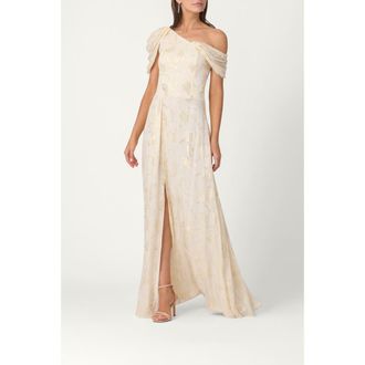 Shoshanna Midnight Lurex Chiffon Penelope Dress in Ivory/gold at Nordstrom, Size 10