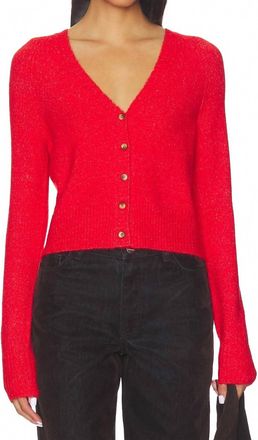 Free People School Girl Cardigan In Cherry Pop Melange