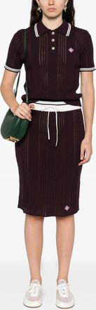 Casablanca Womens Cotton Knit Midi Skirt - Dark Brown - Size X-Small