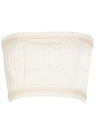 Emporio Sirenuse Flavia Pleated Cotton-blend Bandeau top - White - 44 (UK12 / M)