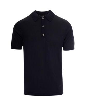 Emporio Armani Simple Knit Polo Shirt with Classic Collar and Fluid Texture