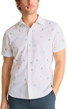 Bonobos Montauk Floral Embroidered Short Sleeve Cotton & Hemp Button-Up Shirt in Marisol Floral at Nordstrom, Size Xx-Large