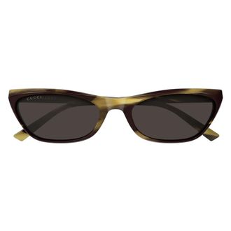 Gucci Geometrische Zonnebril - Dames - Accessoires - Bruin - Maat: 56 MM