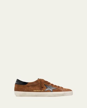 Golden Goose Mens Super-Star Suede Low-Top Sneakers