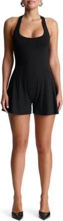 Naked Wardrobe Smooth Racerback Romper in Black at Nordstrom, Size Large