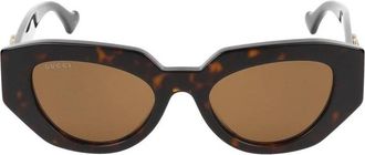 Gucci Gg 1421S Zonnebrillen - Dames - Zonnebrillen - Bruin - 51 MM - Nylon - Accessoires