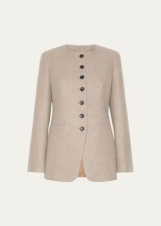 Max Mara Cashmere Single-Breasted Collarless Jacket