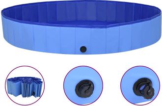 vidaXL Piscina Plegable Para Perros Vidaxl, Color Azul, 200x30 Cm, Pvc
