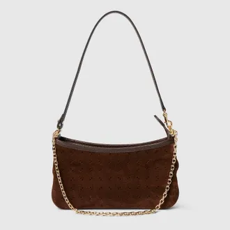 Gucci Gossip Small Shoulder Bag, Brown, Suede