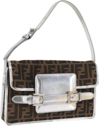 Fendi Pre-owned Zucca Canvas Schoudertas - Dames - Vintage Schoudertas - Bruin - ONE Size - Vintage