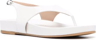 Stuart Weitzman White Minimalist Ankle Strap Thong Sandals