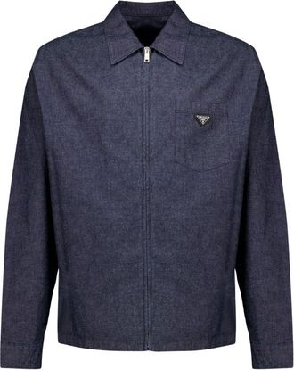 Prada Camisa de Chambray - Shirts - Hombre - Azul - L
