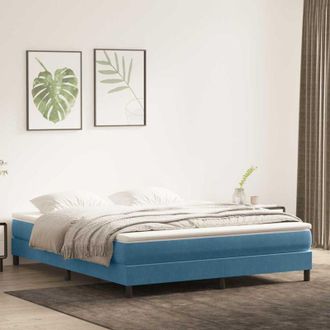 vidaXL Cama Box Spring Sin Colch&oacute;n Terciopelo Azul Oscuro 180x220 Cm Vidaxl