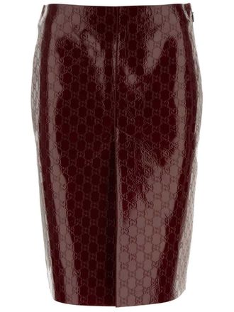 Gucci GG-debossed leather skirt - Red
